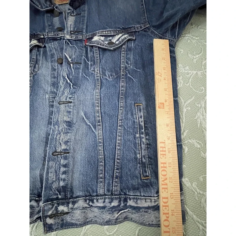 Levi's Jacket Mens Medium Blue‎ Denim Bomber Button Front Pockets Casual 72334
